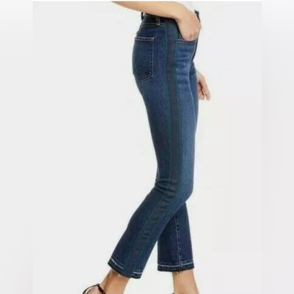 Veronica Beard Carly Kick Flare High Rise Tuxedo Stripe Jeans, Size 27